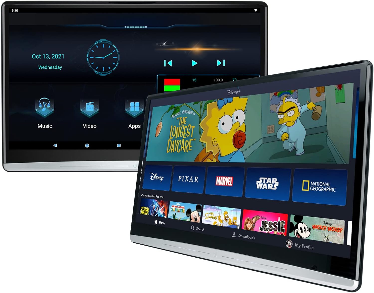 13.3" Upgrade Android 10 Car Headrest Video Players with 2.4G/5G Dual Brand WiFi, Dual Rear Seat TV Monitors Can Sync Screens, IPS Touch Screen 4K Tablets, HDMI Out/in Bluetooth FM USB-KK133SC