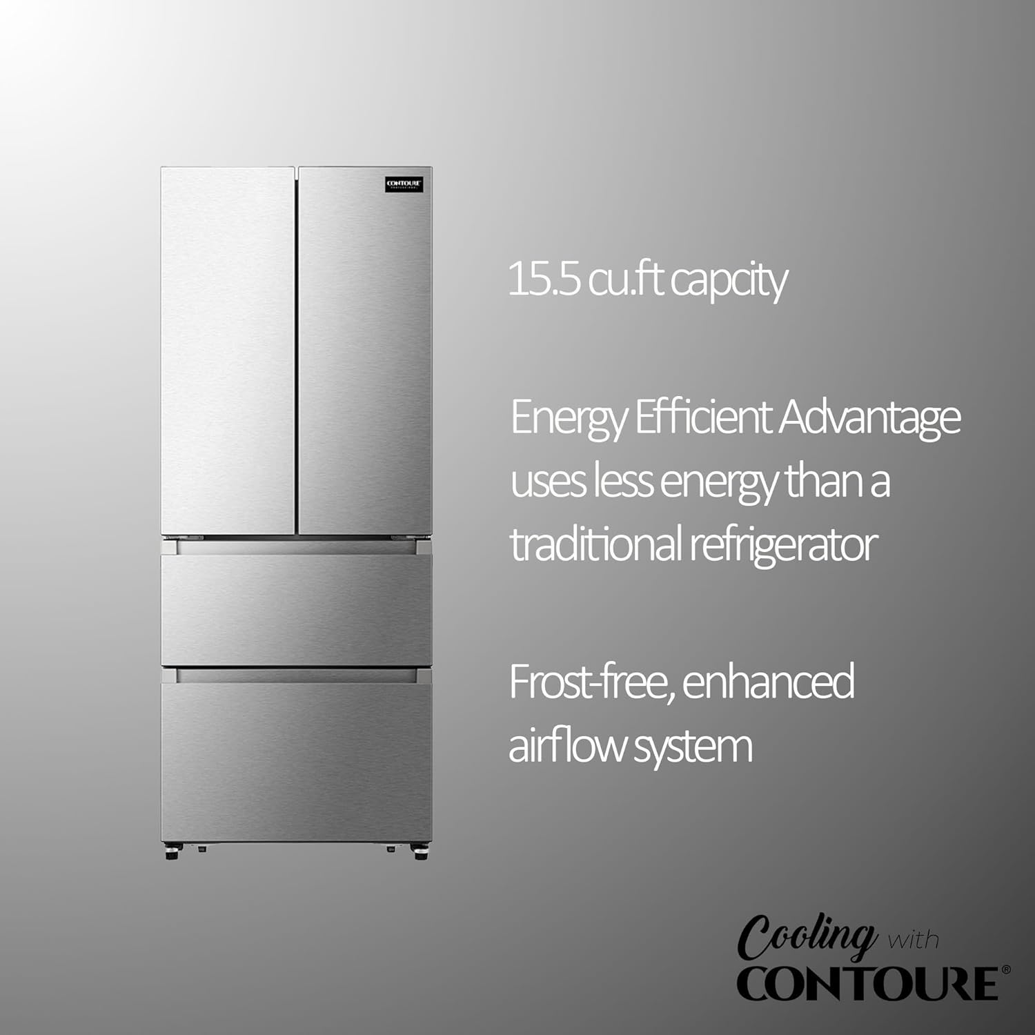 RV French-Door Refrigerator, 15.5 cu.ft. Stainless Steel | SMART-Temp Control, LED Lighting | Quiet, Energy-Efficient | R-1575SS
