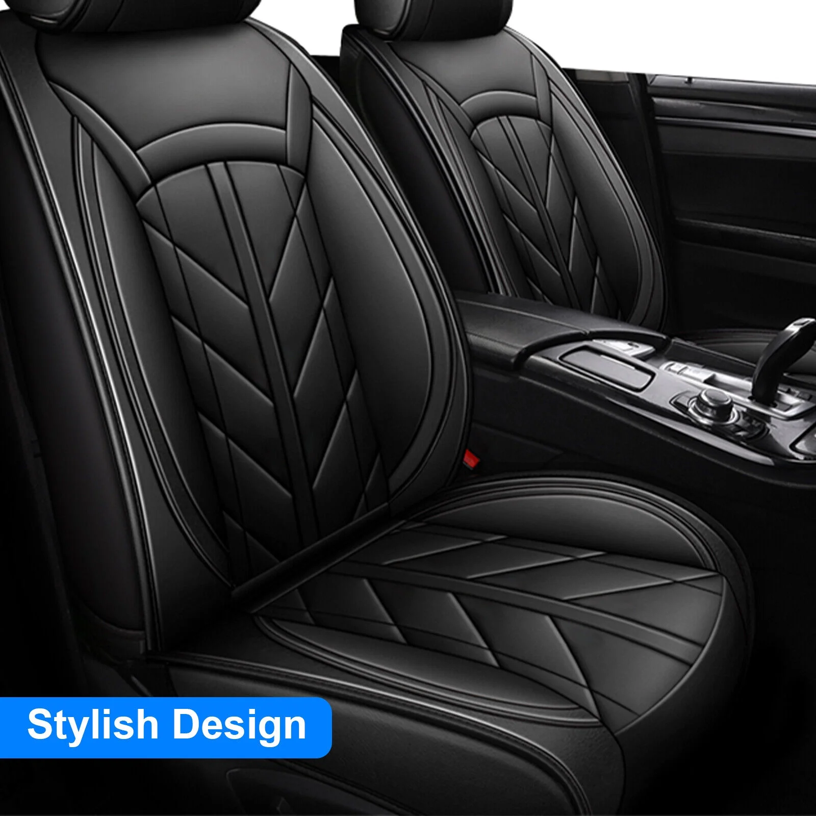 For Honda Car Seat Cover 5 Seats Full Set, Durable Waterproof Seat Protector, Pu Leather Seat Cushion Cover for CR-V/ Civic/ Insight/ Accord/ Crosstour Black - Curated Treasures Market