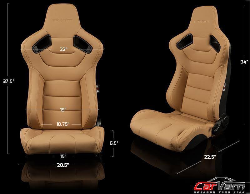 Braum Elite Series Beige Leatherette Racing Seats: Pair
