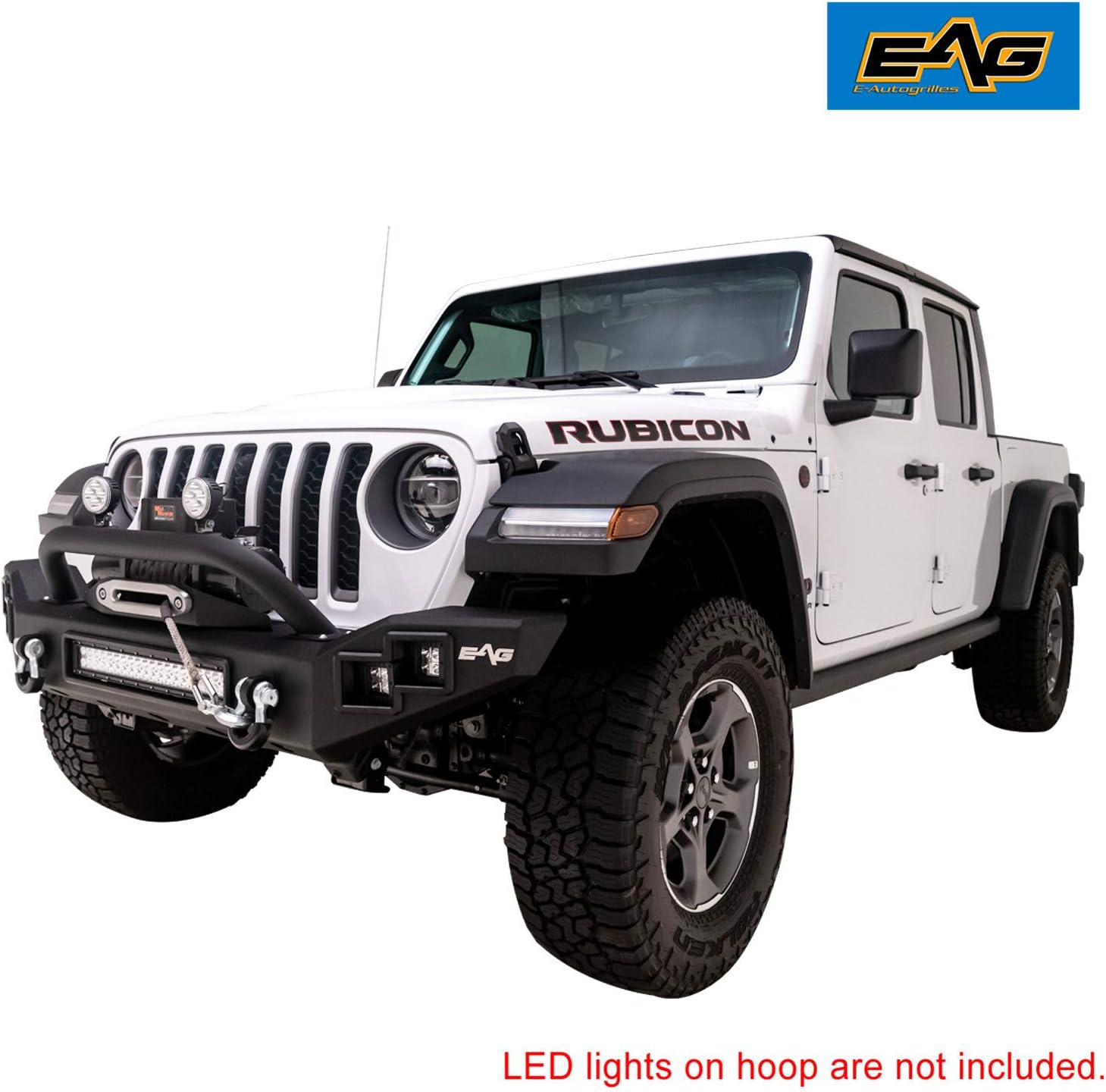 EAG LED Front Bumper with Winch Mount Plate Fit for 2020 2021 2022 Gladiator JT