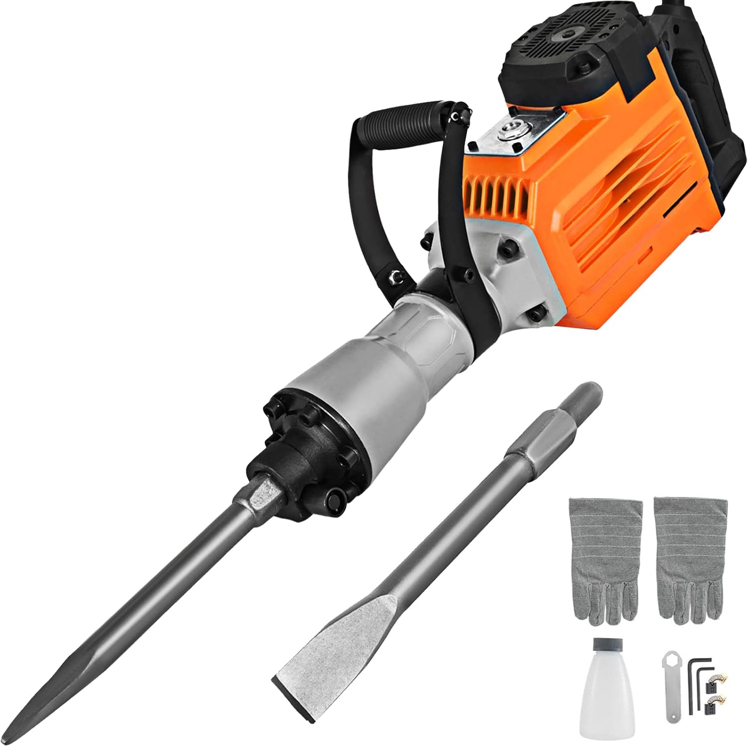 TOTOOL Electric Demolition Jack Hammer Concrete Breaker 3600W Electric Demolition Hammer 1400RPM Heavy Duty Jack Hammer with Bull Point Flat Chisel (3600W)