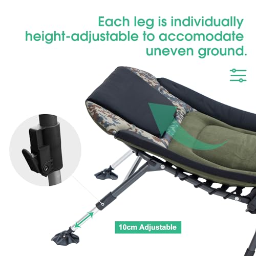 XXL Camping Cots for Adults 330Lbs with Carry Bag, Heavy Duty Folding Bed with Soft Padded Cushion, Portable Military Cot for Hunting, 180° Adjustable Reclining Outdoor Lounger