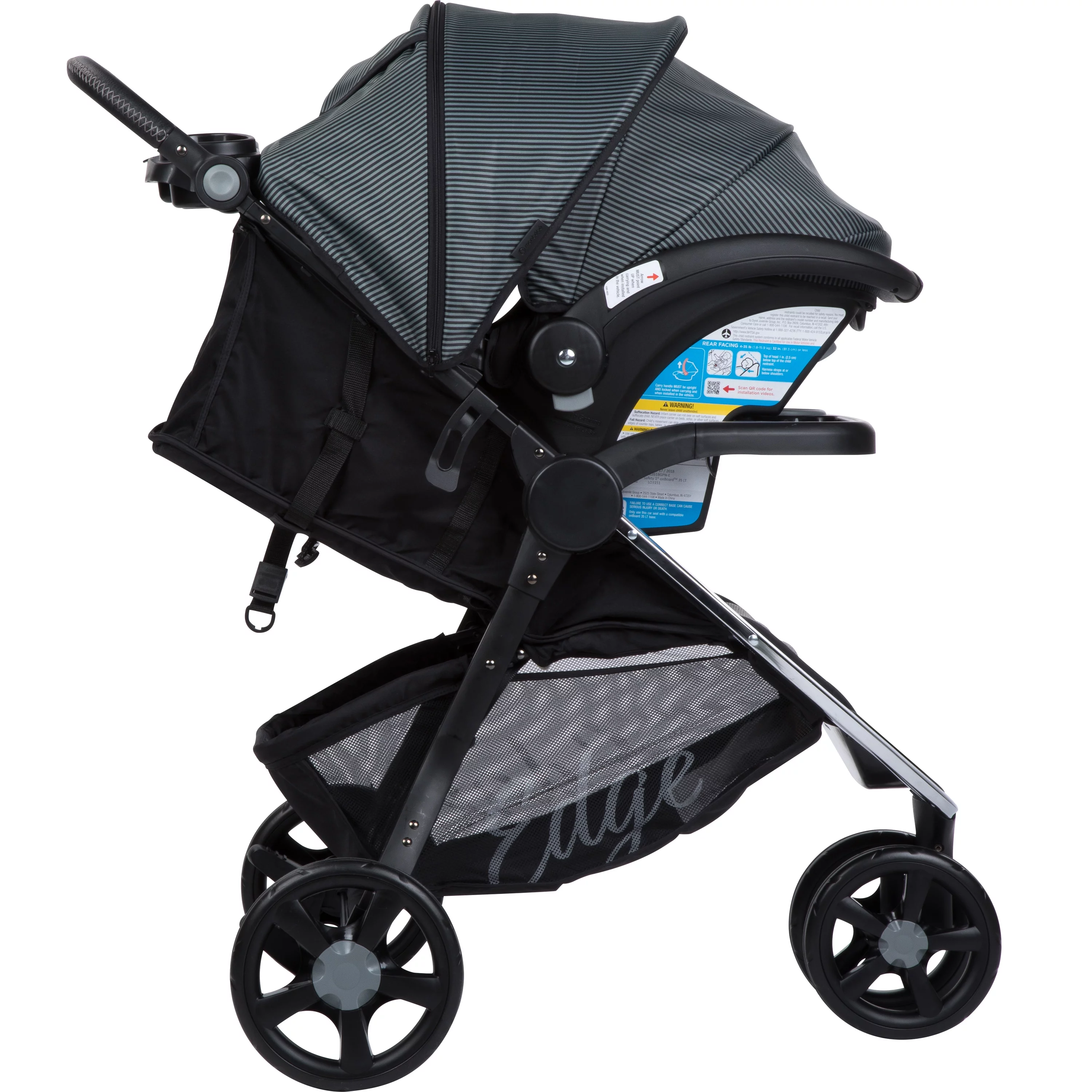 Monbebe Edge Travel System Stroller and Rear-Facing Infant Car Seat, Pinstripe