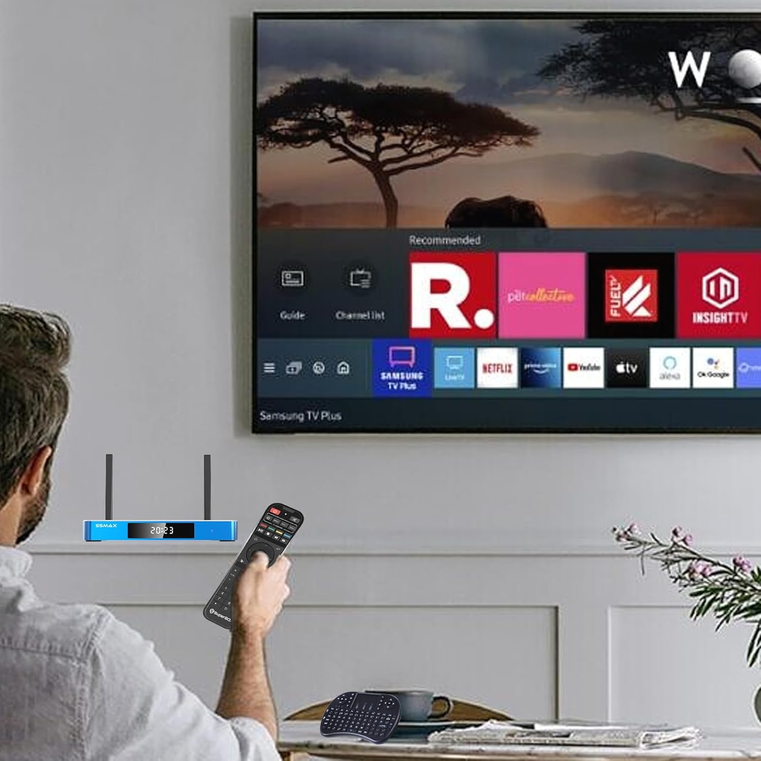 Latest MAX-S5 Super Smart Android Box with Voice 4G RAM 64G ROM Box + Voice Remote + 1* Mini Keyboard +1* Hard Drive 64G H168 Quad Core ARM Processor