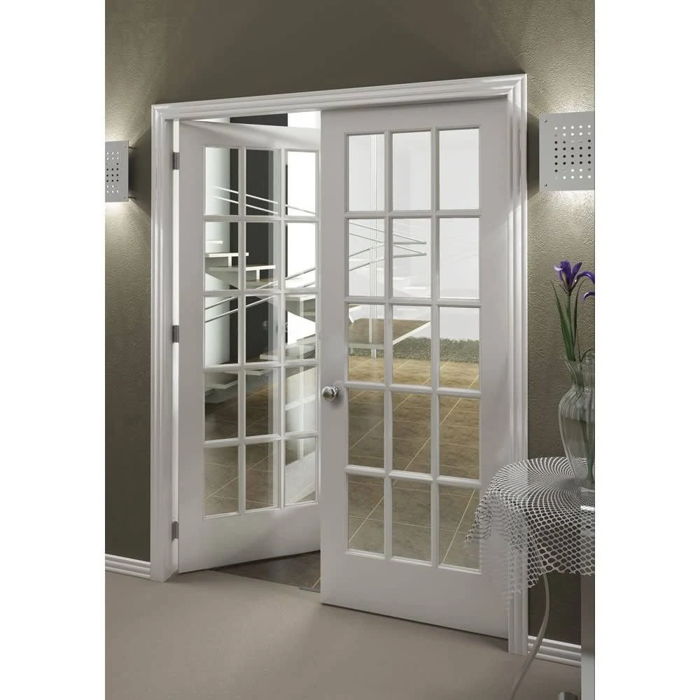 Frameport Lite Slab Glass French Doors, Beige