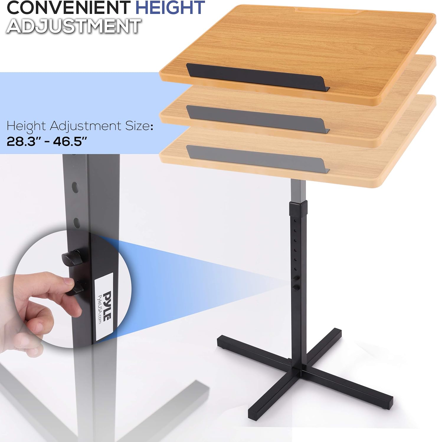 Portable Floor Lectern Podium Stand-Height Adjustable Steady Standing Design Teacher Speaker Lecture Classroom Presentation Stand, Laptop Computer Book Holder w/ Slanted Top Shelf-Pyle PLCTND44,BLACK Pack of 2