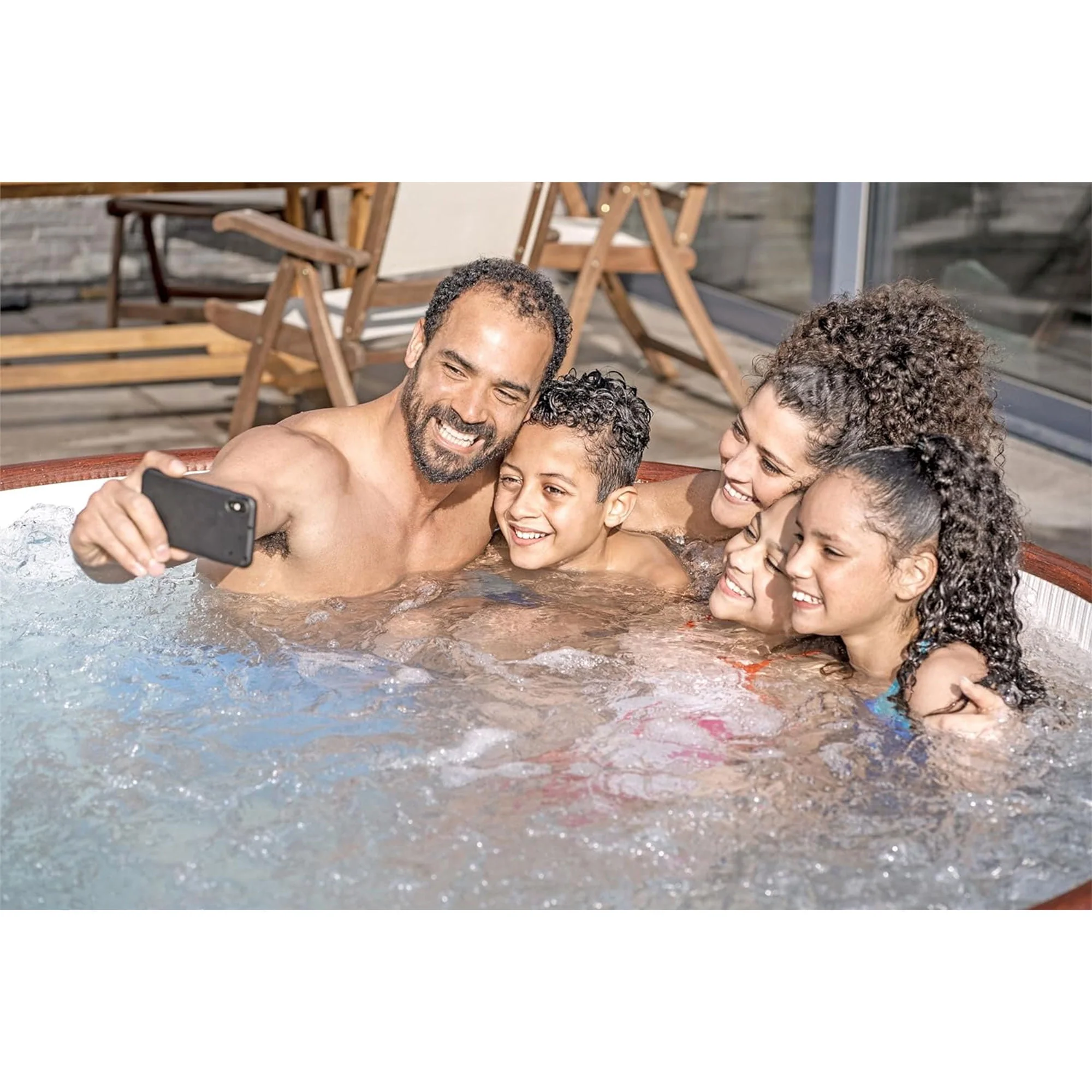 Bestway Helsinki SaluSpa 7 Person Inflatable Hot Tub w/ 180 AirJets, Brown