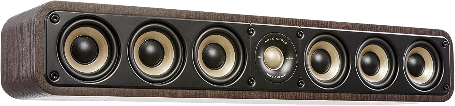 Polk Signature Elite ES35 Slim Center Channel Speaker - Hi-Res Audio Certified, Dolby Atmos & DTS:X Compatible, 1" Tweeter & (6) 3" Woofers, Dual Power Port for Effortless Bass, Contemporary Walnut