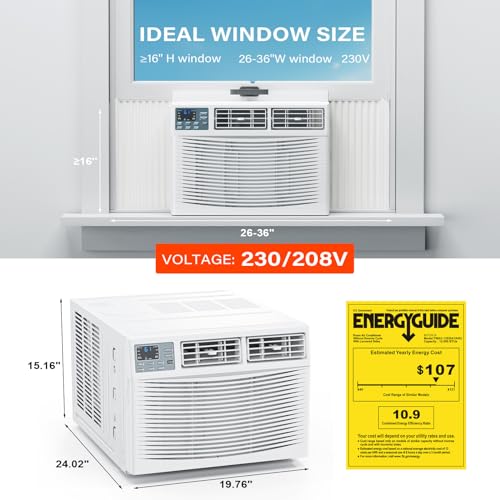 ROVSUN Window Air Conditioner with Heat, Window AC Unit & Heater Combo with APP & Voice Smart Control & Timer Function