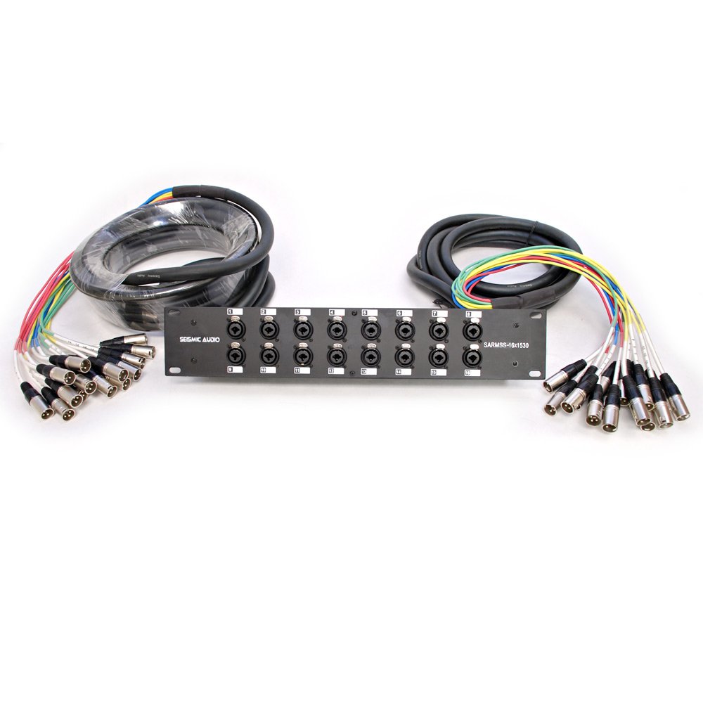 Seismic Audio Rack Mount 32 Channel TRS Combo Splitter Snake Cable-5' and 30' XLR Trunks (SARMSS-32x530)