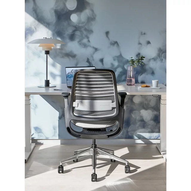 Steelcase Series 1 Office Chair - Black Frame, Lumbar Support, Carpet Casters