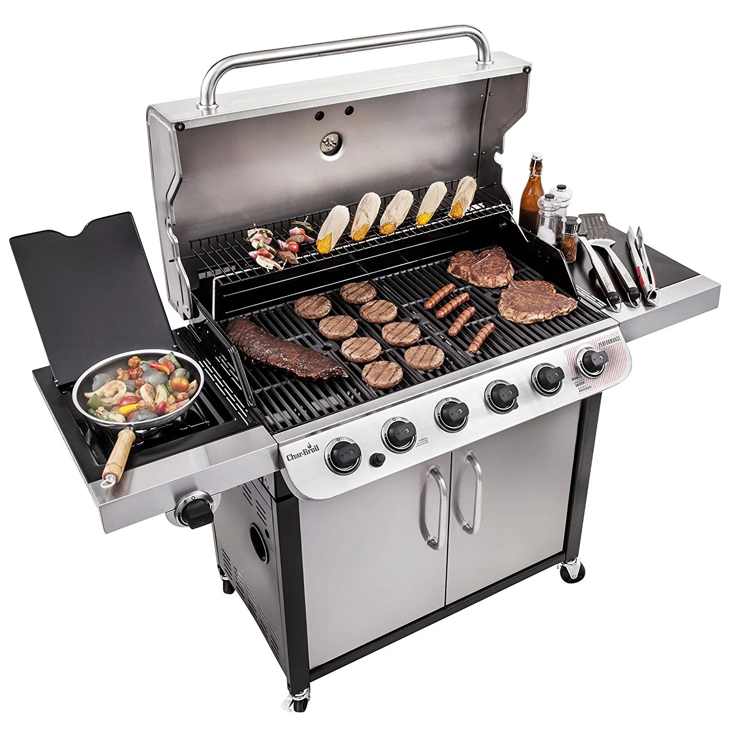Char-Broil Performance Series 6-burner Liquid Propane Gas Grill with Side Burner, Black & Stainless