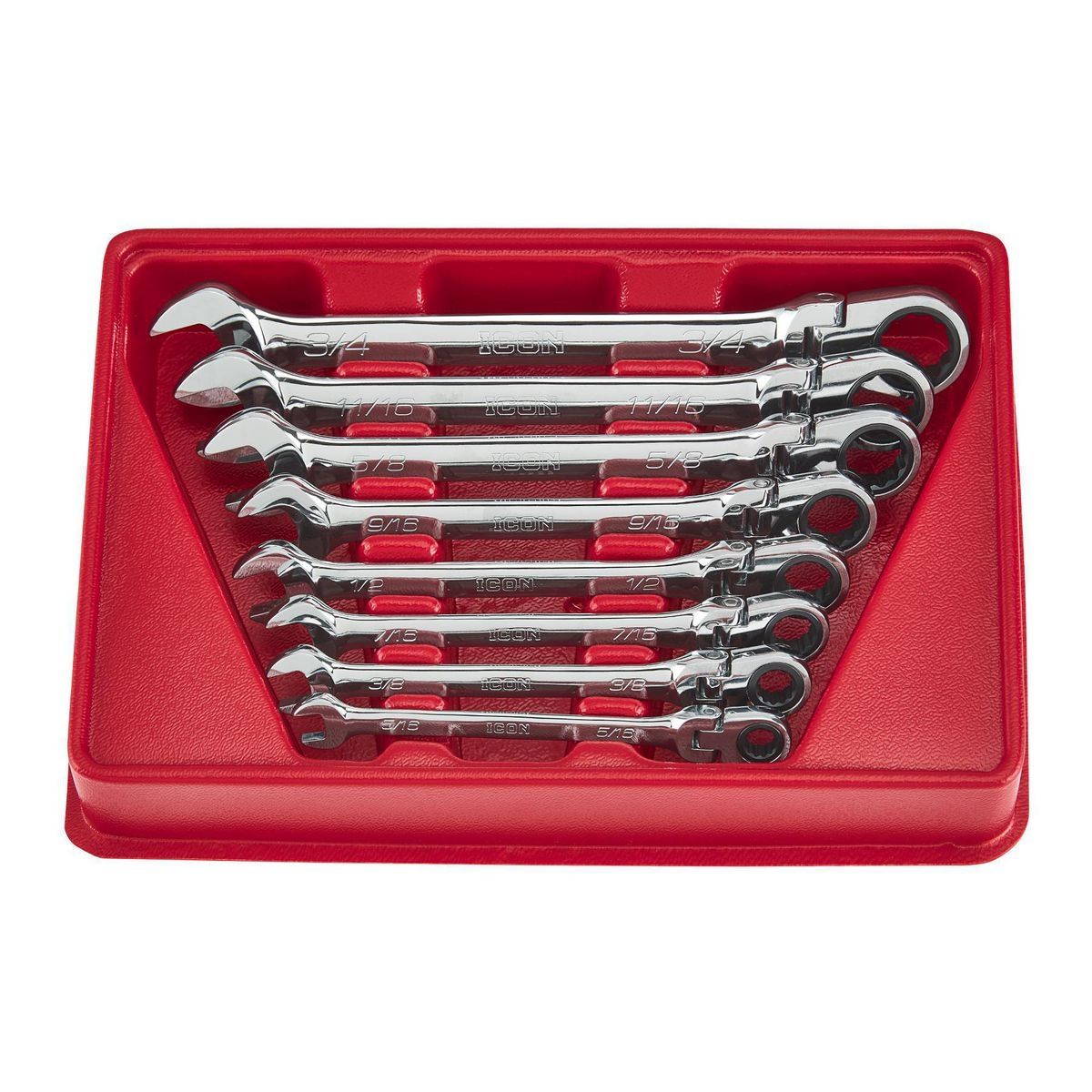 ICON Professional Flex-Head SAE Ratcheting Combination Wrench, 8-Piece