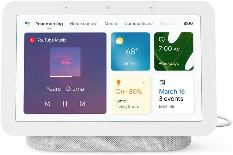 Google 7-Inch Smart Display Bluetooth Speaker for Music and Streaming - Hub (2nd Gen) Chalk Pack of 2