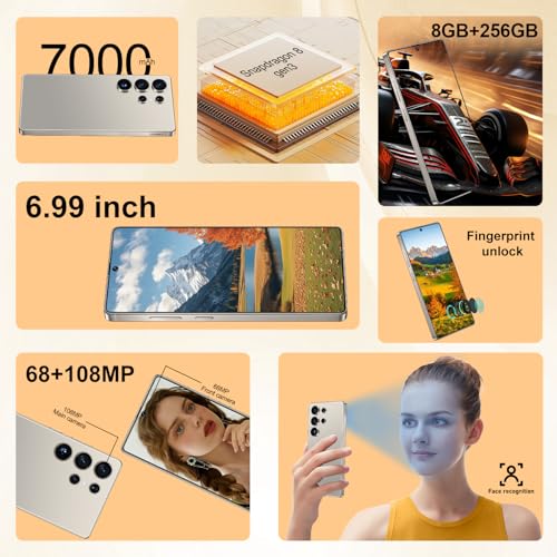 I25 Ultra Unlocked Android Phone 6.99" AMOLED 7000mAh Long-Lasting | Snapdragon 8 Gen3 | 8GB RAM+256GB | 68MP+108MP Pro Camera | Face Unlock + Stylus | Android 14 System (Blue)