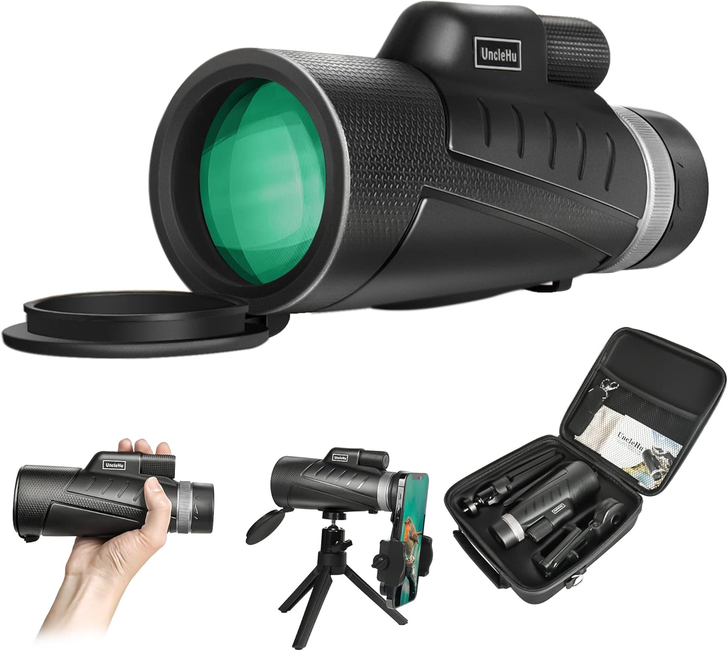 12x50 Monocular Telescope for Adults High Power Monoculars with 23mm Large Eyepiece. HD Pocket Monocular with Smartphone Adapter, Tripod and Portable Case. Perfect for Bird Watching Hunting Travelling