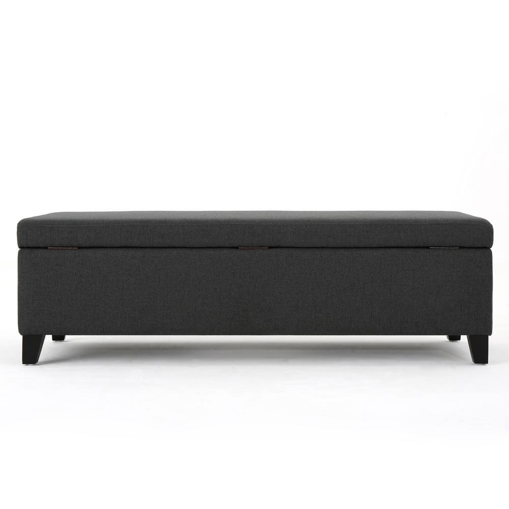 Noble House York Storage Ottoman in Dark Gray and Dark Brown | ShopLadder