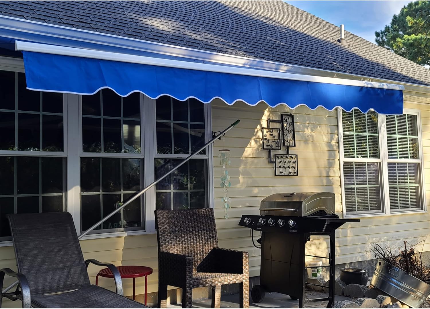 ALEKO AW12X10BLUE30 Retractable Patio Awning 12 x 10 Feet Blue