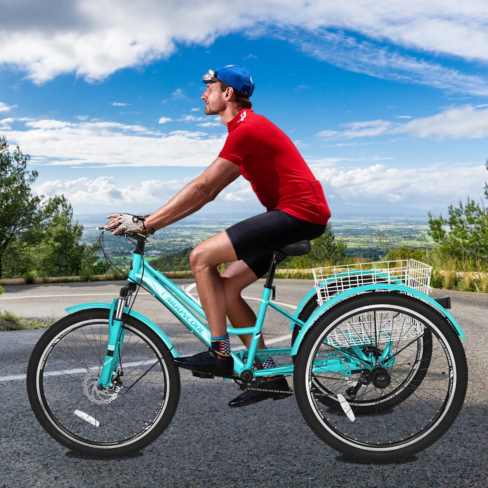 Lilypelle Adult Mountain Tricycle 24/26/27.5 Inch Low step through Mountain Bike Cruiser Trikes for Adults 7 Speed Three Wheel Trike Bike Bicycle with Large Basket