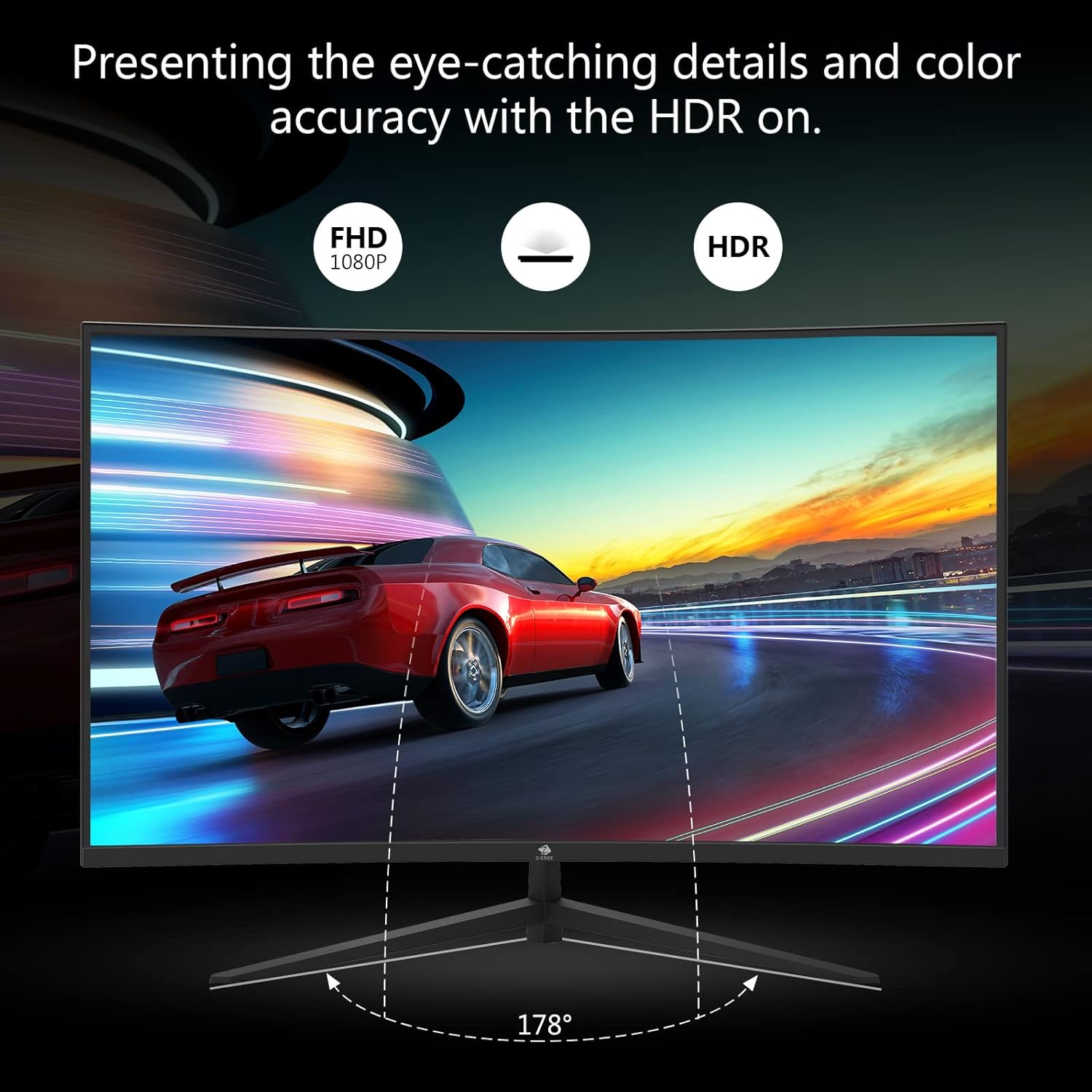 Z-Edge UG32P 32-inch Curved Gaming Monitor 16:9 1920x1080 240Hz 1ms Frameless LED Gaming Monitor, AMD Freesync Premium Display Port HDMI Build-in Speakers