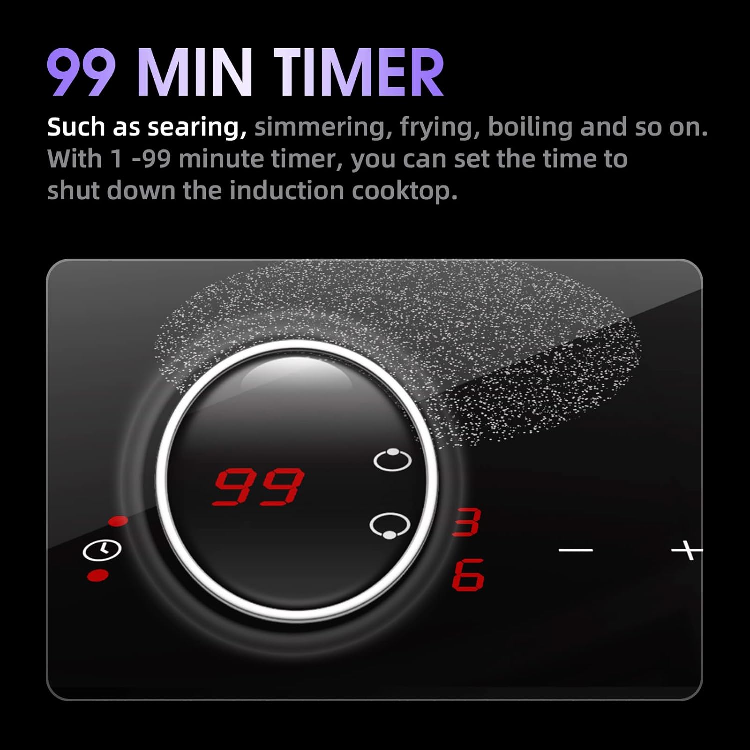 Induction Cooktop, 2 Burner Electric Cooktop 120V Vertical Electric Stove, 12 Inch LED Touch Screen, Fast Heat, 9 Heating Level, Kid Safety Lock, and Timer