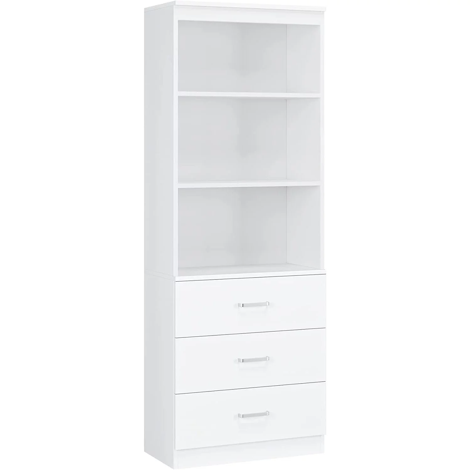 Homfa 71" Tall Bookcases with 3 Large Drawers, 3 Tier Wooden Storage Bookshelf for Living Room Home Office, White - Curated Treasures Market