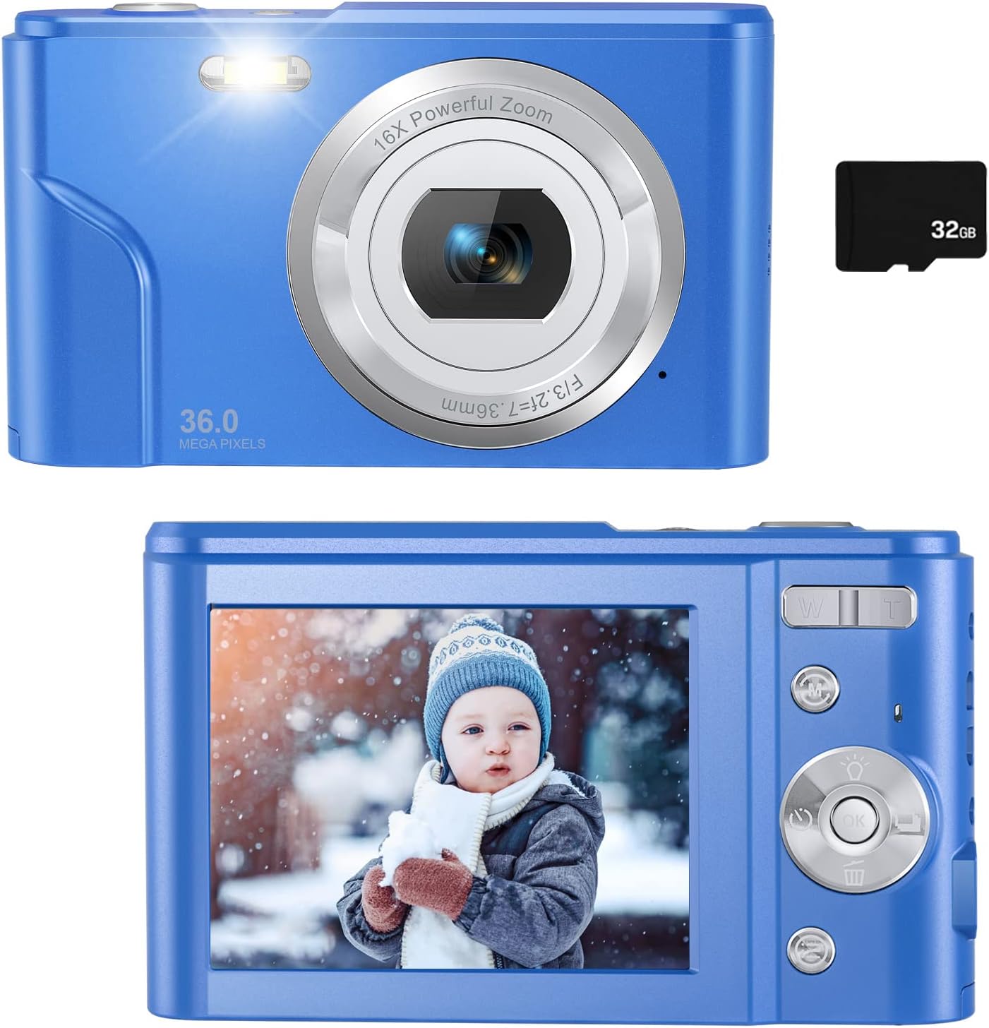 Digital Camera for Kids Boys and Girls - 36MP Children's Camera with 32GB SD Card，Full HD 1080P Rechargeable Electronic Mini Camera for Students, Teens, Kids(Purple)