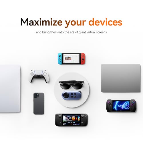Rokid AR Joy Pack 2 AR Glasses, Smart Glasses Max 2 with Station, 360 Micro-OLED Display, Google Play, Media Streaming, HDCP Support & Cloud Gaming, Console, Android, Windows Compatible