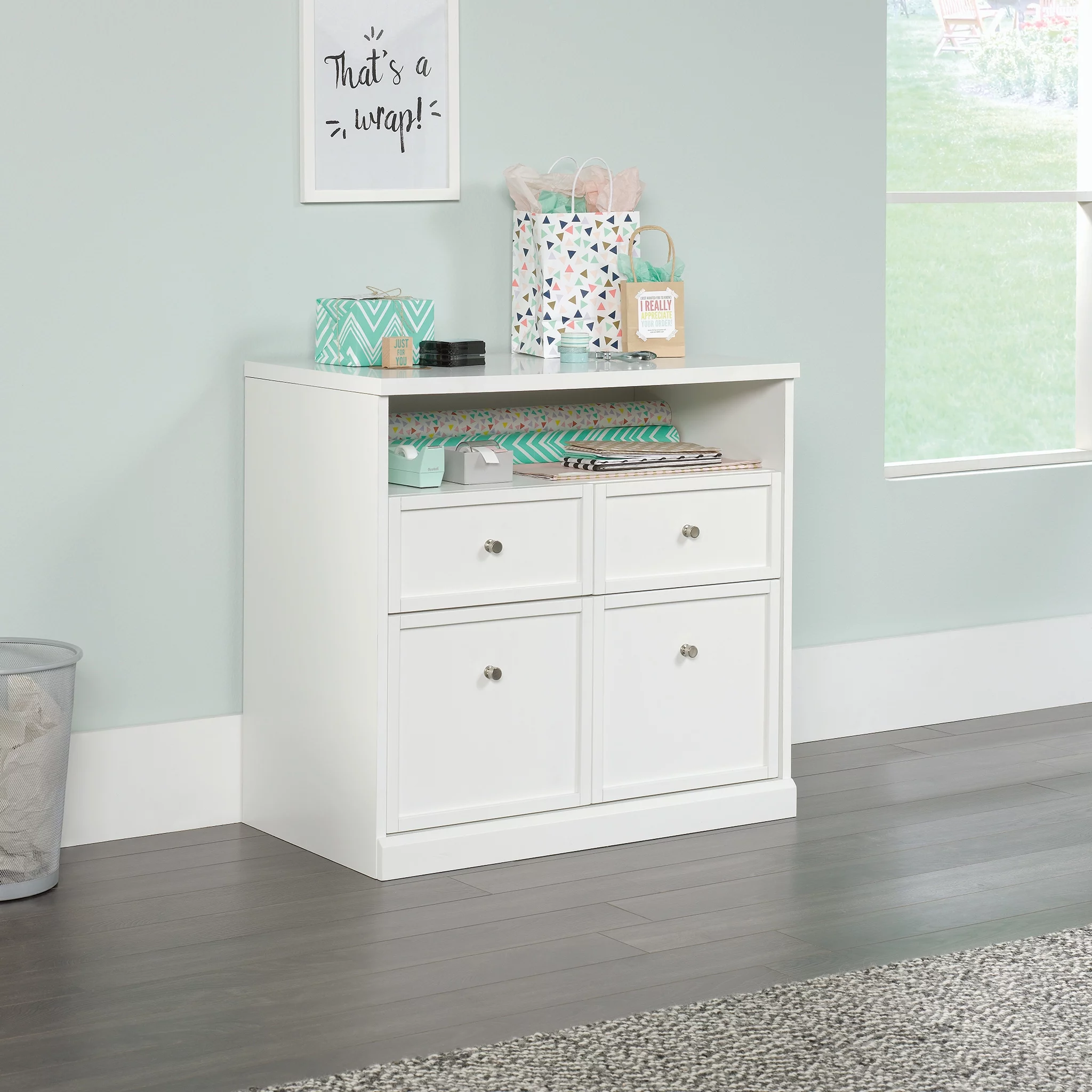 Sauder Craft Pro 4 Drawer Storage Cabinet in White
