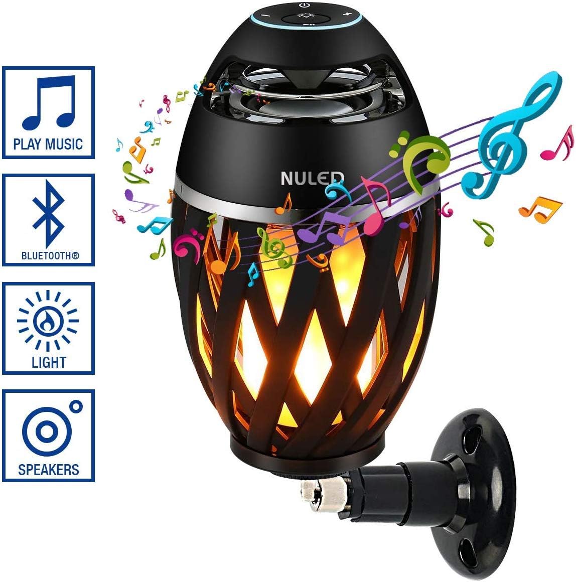 Outdoor Bluetooth Speakers,LED Flame Speakers Tiki Torch Atmosphere Lantern,Outdoor Speakers Bluetooth Waterproof Wireless Portable Speakers w. TWS Sound/15H Playtime for Camping/Patio/Yard,2 Pack