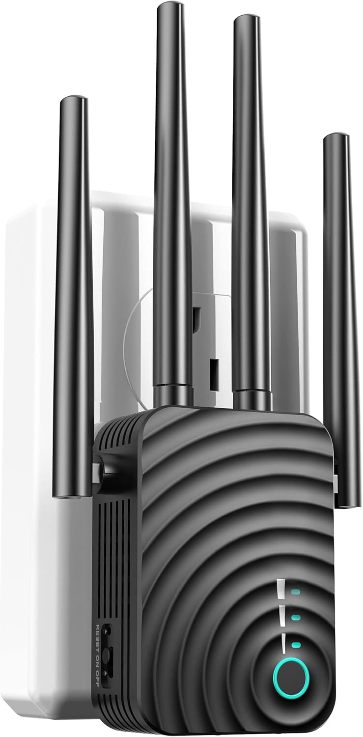 WiFi Range Extender Signal Booster, Covers up to 5000sq.ft and 35 Devices, 1200Mbps Wireless Internet Amplifier, 2.4 & 5GHz Dual Band WiFi Repeater with Ethernet/LAN Port Pack of 2