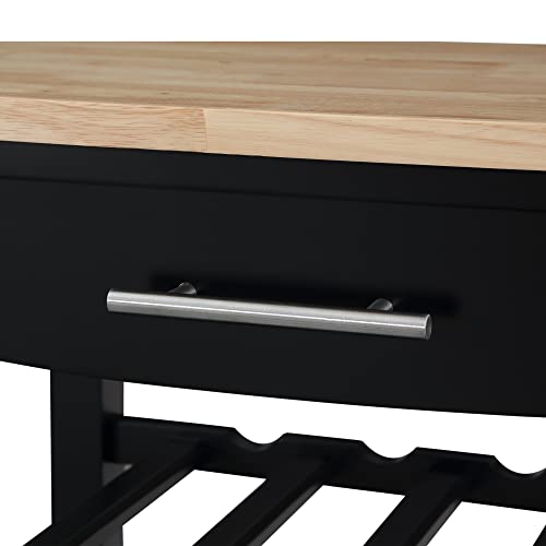 Convenience Concepts Ellaine 4 Tier Butcher Block Kitchen Cart with Drawer and Wine Rack