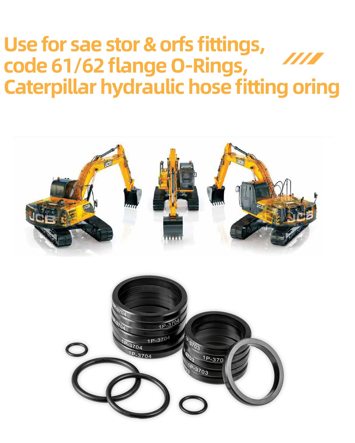 Rubber O Rings Assortment Kit, Fits for CAT Caterpillar Excavator, Nitrile 90, Hydraulic Hose Fitting Orings, Automotive Replacement Transmission Seals & O-Rings