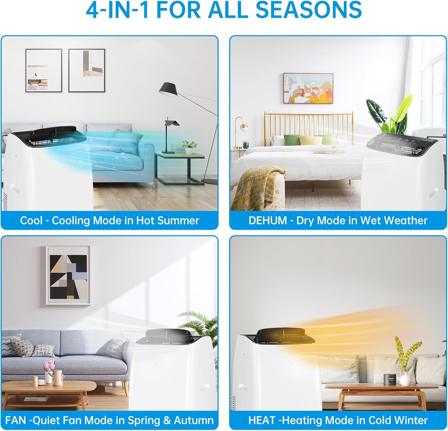 Portable Air Conditioner with heat, 14,000 BTU High Efficiency Inverter Air Conditioner Up to 700 Sq.FT,Window Exhaust Kit,Remote Control, 24H Timer, Energy Savings, Quiet and Easy Installation AC for