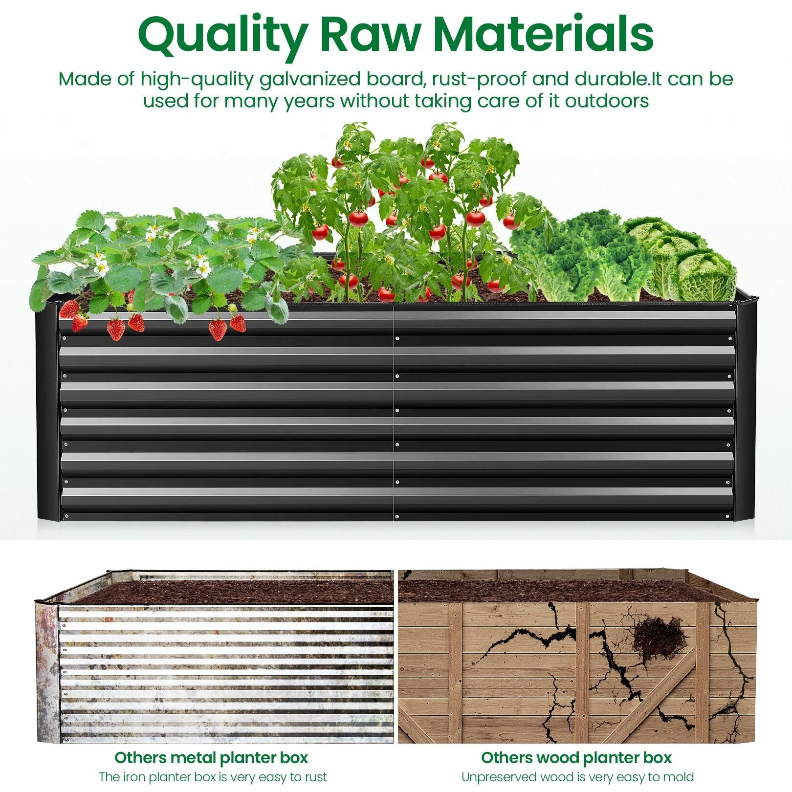 SEJOV Galvanized Raised Garden Beds 6ftx3ftx2ft Large Metal Garden Beds Galvanized Steel Planter Box for Vegetables Flowers Herbs - Curated Treasures Market