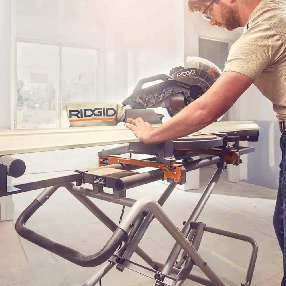 RIDGID AC9946-RPM121 Universal Mobile Miter Saw Stand with Mounting Braces and Black Fine Point Permanent Workshop Marker