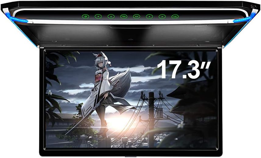 17.3 Car Overhead Flip Down Monitor Screen Dispaly 1080P Video HD Digital TFT Screen Wide Screen Ultra-Thin Mounted Car Roof Player HDMI IR FM USB SD