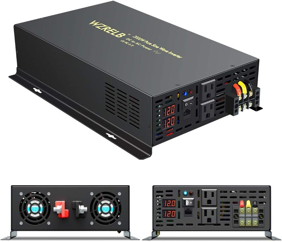 Pure Sine Wave Inverter 800Watt 12V DC to 110V 120V Power Inverter with Remote Control Dual AC Outlets for CPAP RV Car Solar System
