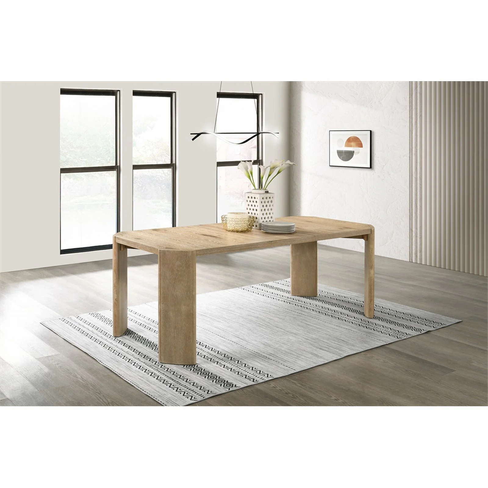 Magnus Oak Finish Wood 84" Extendable Rectangular Dining Table