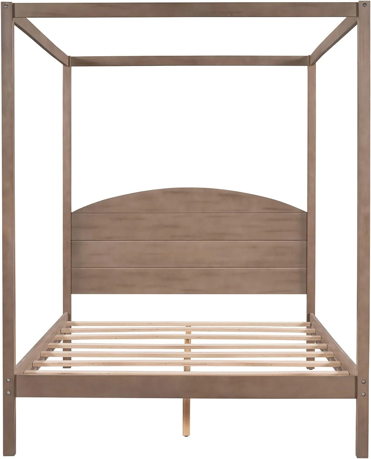 Canopy Bed Frame Full Size, 4-Post Canopy Platform Bed Frame With Headboard And Support Legs, Solid Wood Full Bed Frame For Kids Teens Adults, No Box Spring Needed (Full, Brown Wash)