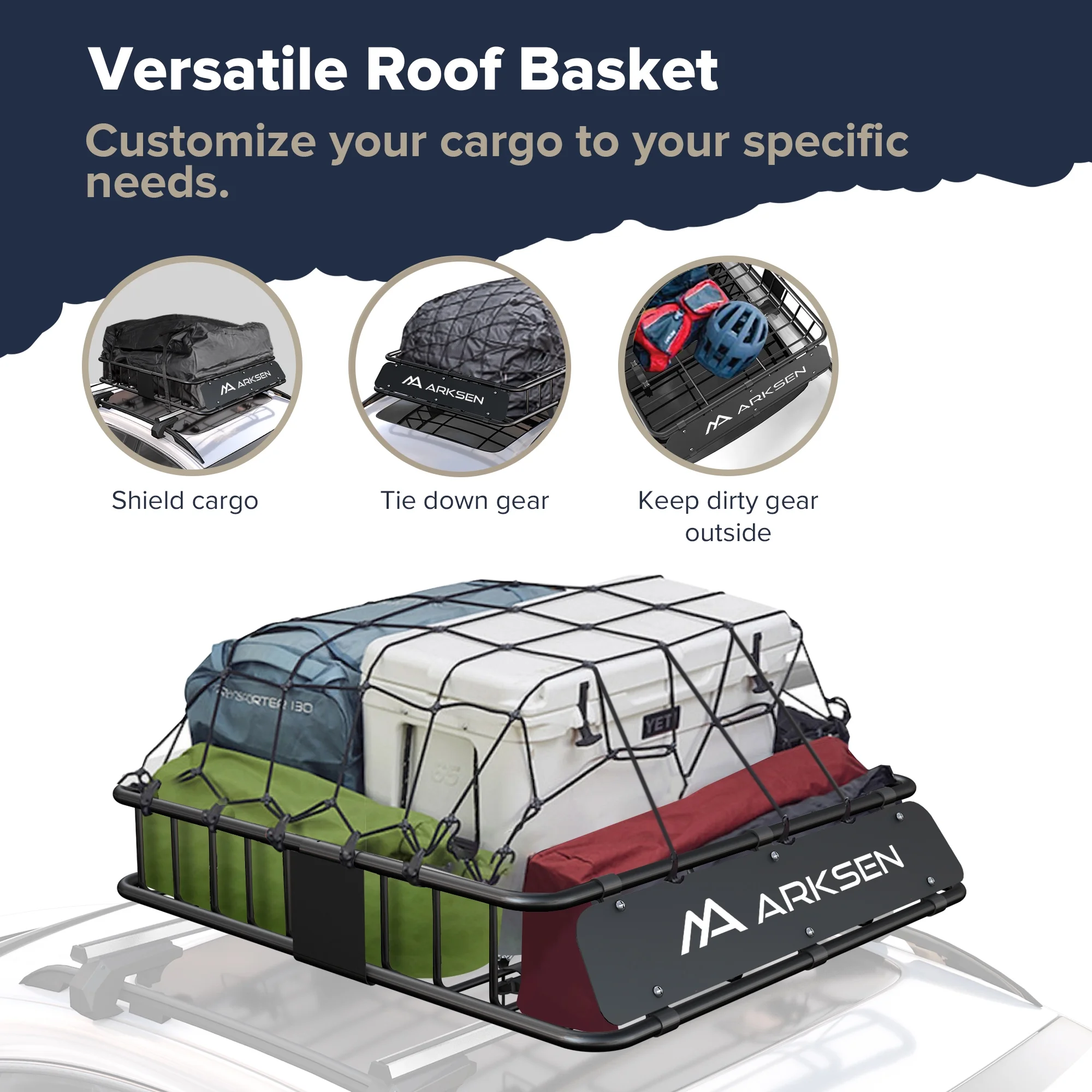 Arksen 150LB Universal Roof Rack Cargo Auto Top Luggage Carrier Basket Traveling Holder