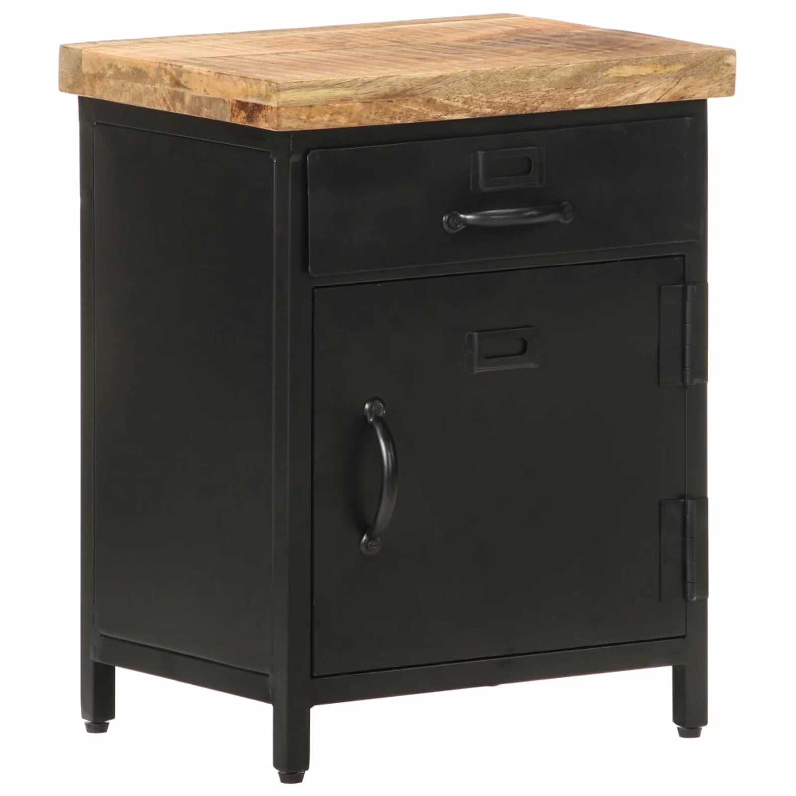 Anself Bedside Cabinet with Storage Drawer Mango Wood Nightstand Sofa and Couch End Side Table Iron Frame for Bedroom, Living Room, Home Furniture Decor 15.7 x 11.8 x 20.5 Inches (W x D x H)