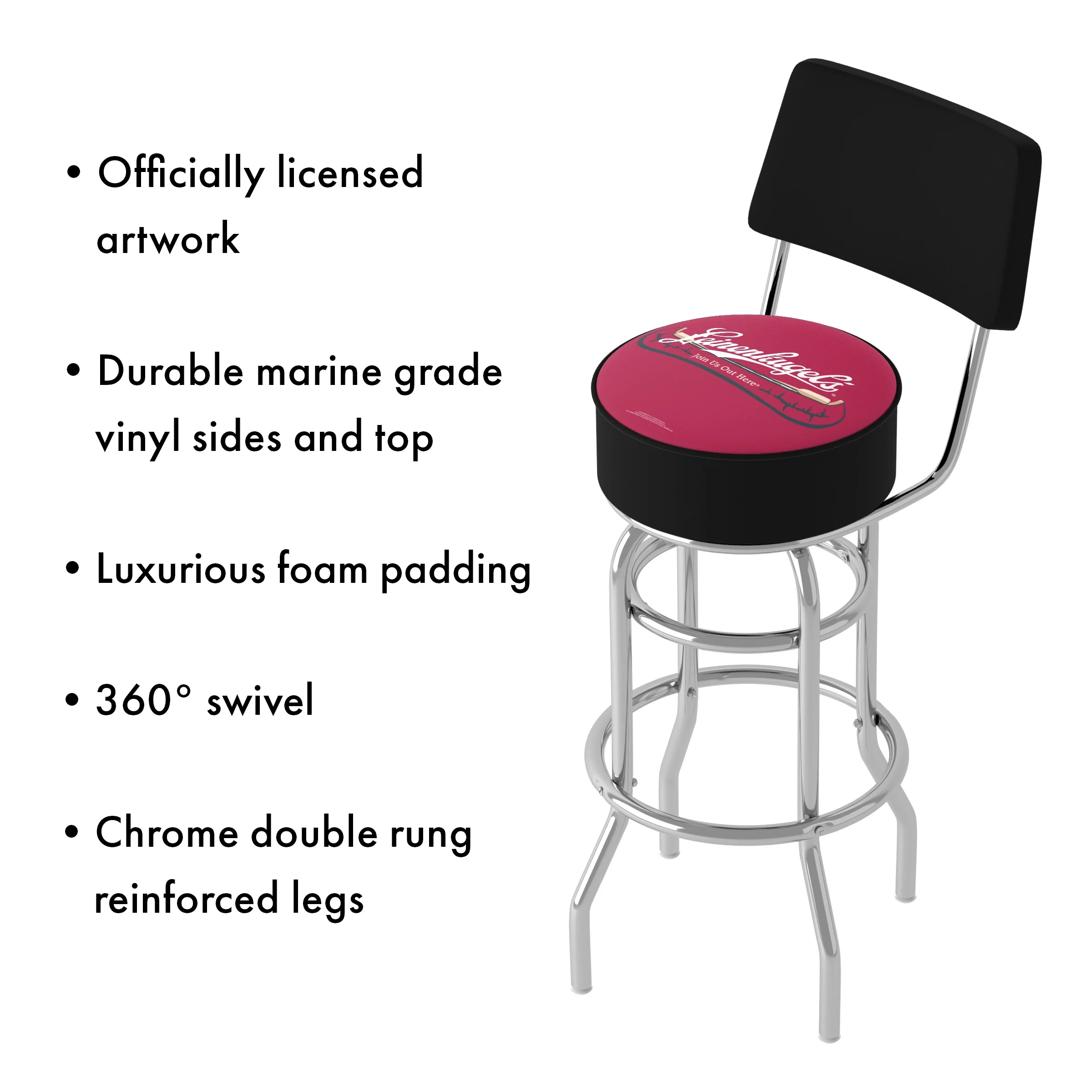 Trademark Gameroom Leinenkugel's Logo Bar Stool with Back Rest