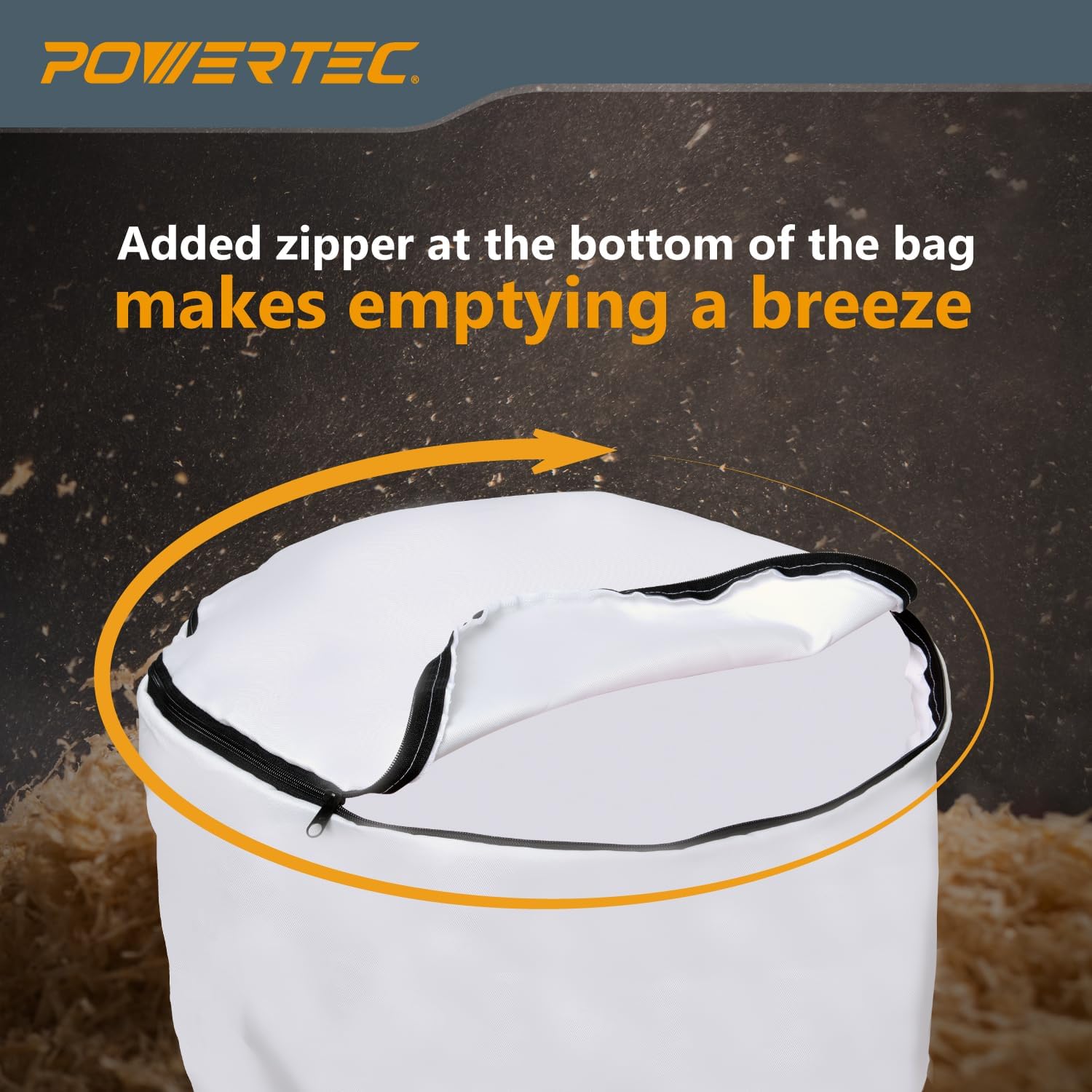 POWERTEC 1 HP, 560 CFM Wall Mount Dust Collector with 1 Micron Dust Collector Bags, Dust Collectors for Woodworking Dust Collection System (DC5371)