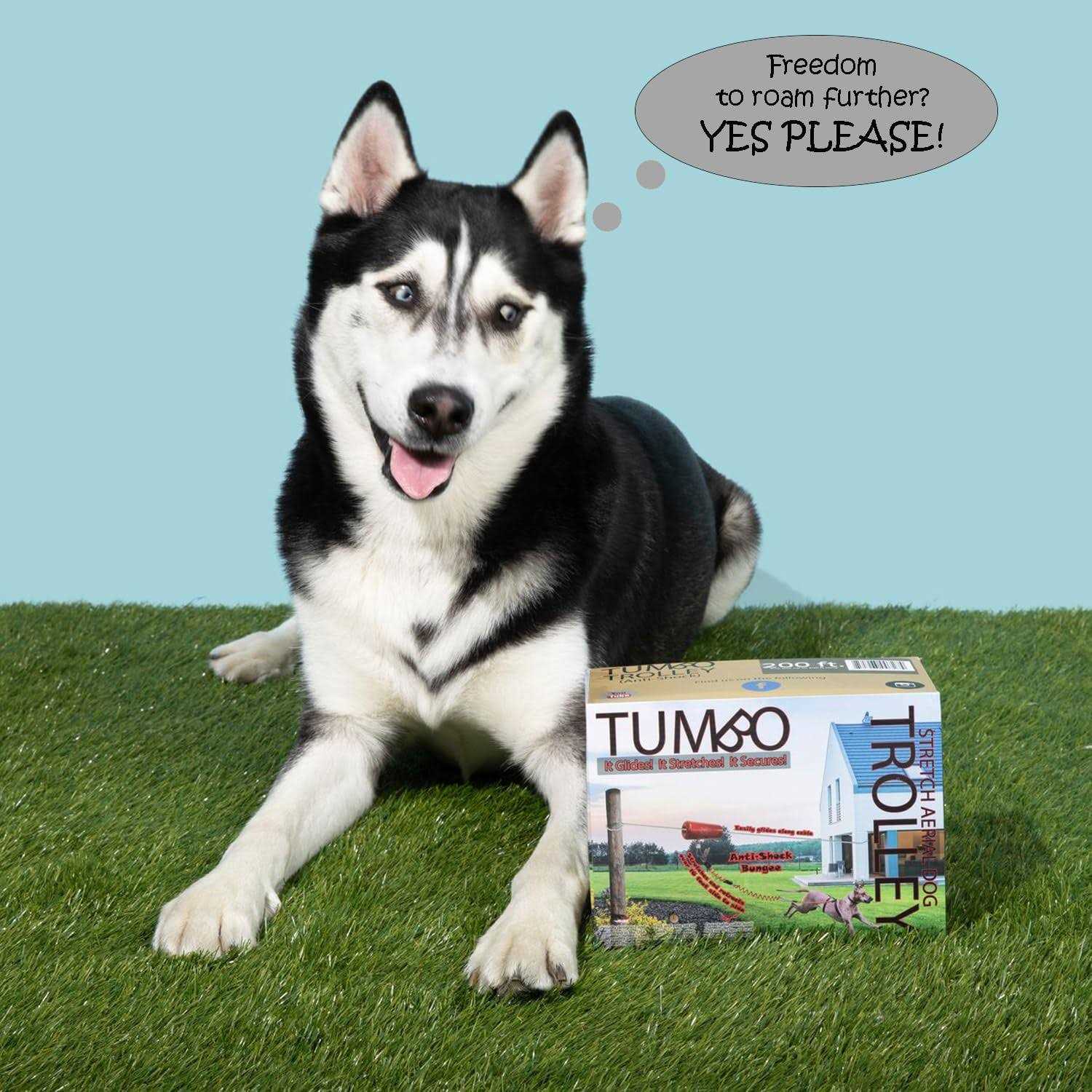 Tumbo Trolley Anti-Shock Aerial Dog Runner for Yard Small and Large Dog - Pet Supplies online store