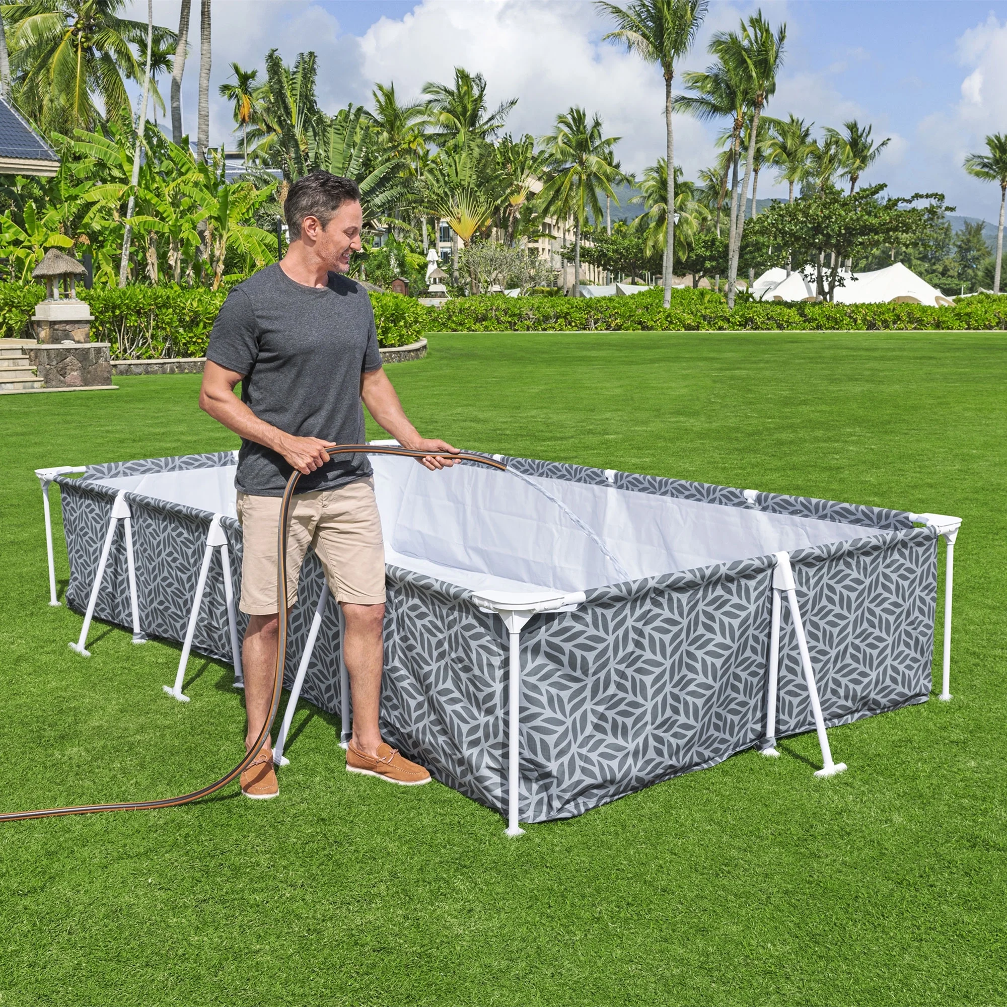Bestway Steel Pro 9.8'x6.6'x26 Rectangular Above Ground Swimming Pool Set