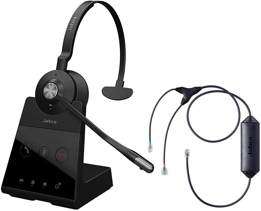 Jabra Engage 65 Wireless Stereo Headset with 14201-17 Link 17 EHS Adapter for Polycom