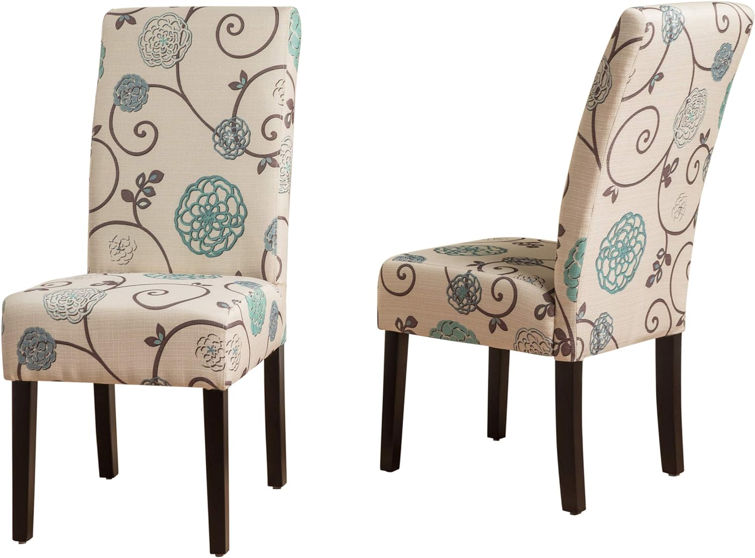 Christopher Knight Home Pertica Fabric Dining Chairs, 2-Pcs Set, White And Blue Floral