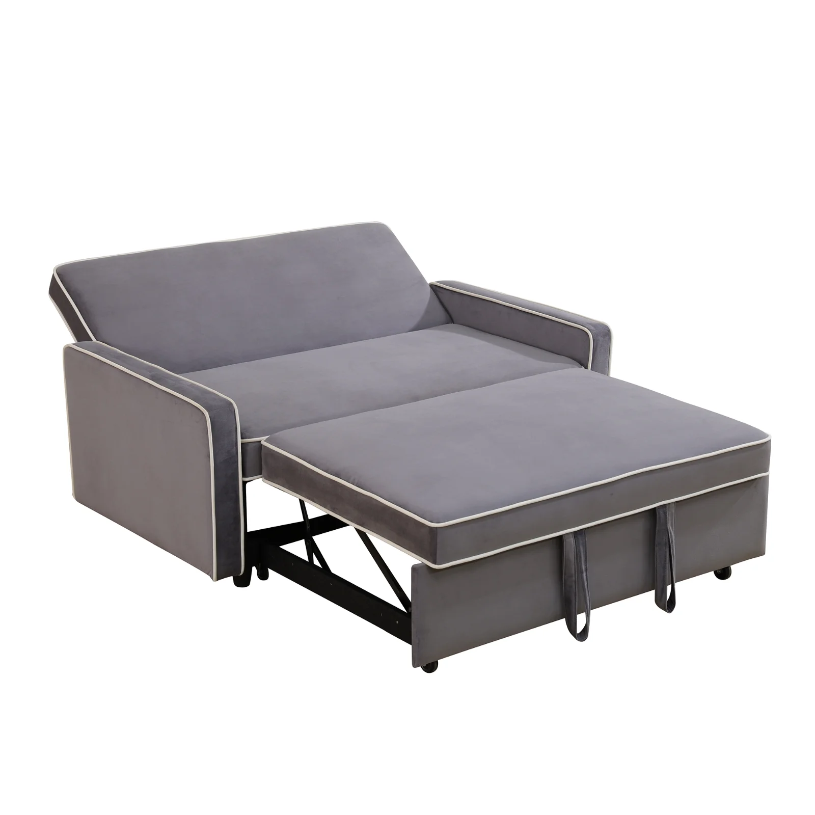 Ainehome Modern Pull Out Chair Couch with Adjustable Backrest, 4-in-1 Multi-functional Convertible Ottoman Sleeper Sofa Bed for Small Living Room Apartment, Brown